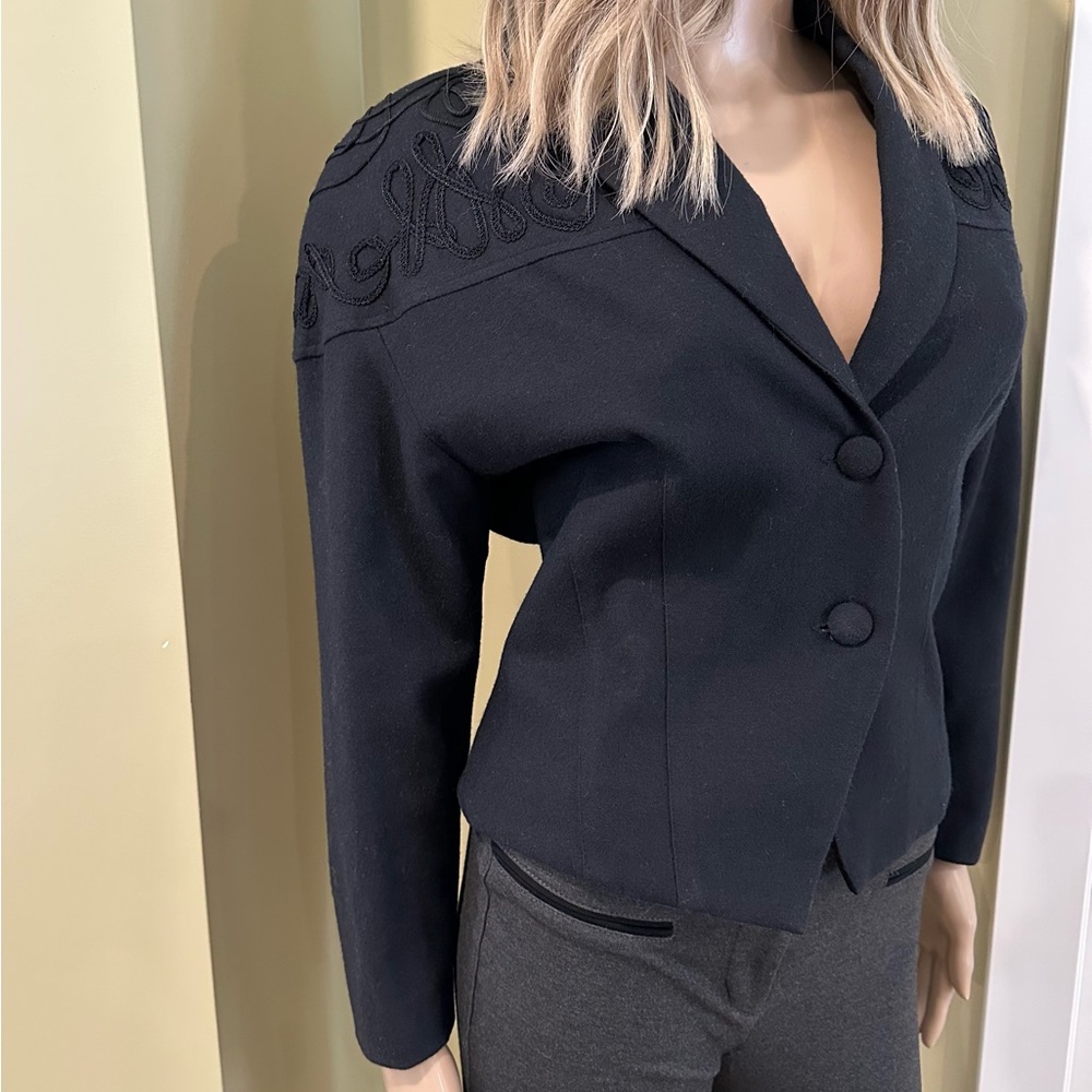Pianeta Cropped Black Wool Western Style Blazer Women's Jacket